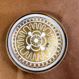 Porsgrund Norway Gold White Trinket Dish Pin Dish Scandinavian Porcelain MCM